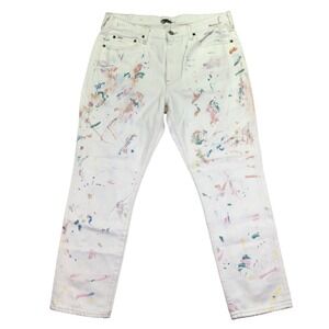 Polo Ralph Lauren Avery Boyfriend White Paint Splatter Jeans 31R NEW